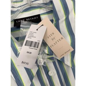 Lane Bryant Stretch No Peek Button Down Shirt Size 18/20 Plus NEW Stretch